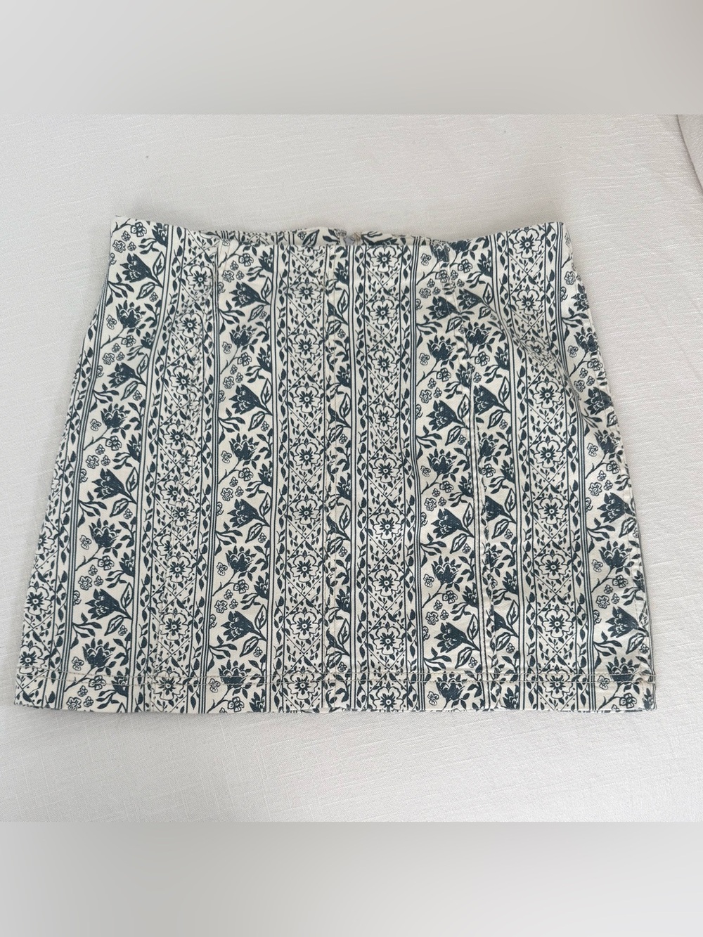 Free People Modern Femme Novelty Denim Mini Skirt Macadamia Combo Size 12